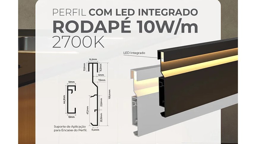 PERFIL LINEAR RODAPÉ R10 SLED 9085 - Del Iluminação